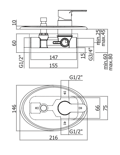 Miscelatore Doccia con deviatore PAFFONI.mod BLU
