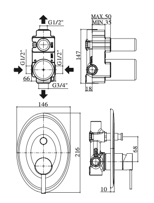 Rubinetto incasso doccia con deviatore PAFFONI.mod BERRY