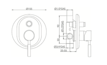 Rubinetto Incasso doccia con deviatore GABOLI LUIGI.mod LUIGINO
