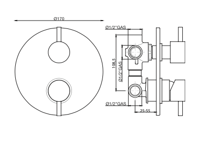Monocomando con deviatore ceramico 3 vie GABOLI LUIGI.mod JOY