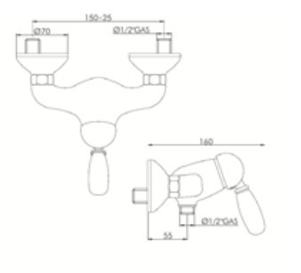 Miscelatore doccia senza accessori GABOLI LUIGI.mod IMPERIAL
