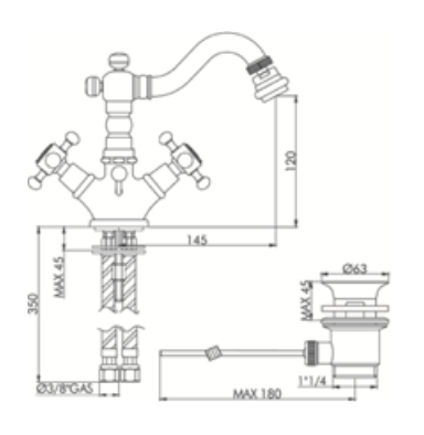 Monoforo bidet con scarico automatico 1.1/4 GABOLI LUIGI.mod DUETTO