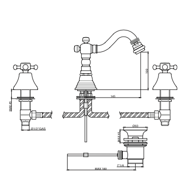 Rubinetto per Bidet con bocca girevole con scarico automatico 1.1/4 GABOLI LUIGI.mod DUETTO