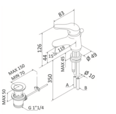 Rubinetto per Lavabo con scarico automatico 1.1/4 MARIANI.mod ASTRO 2