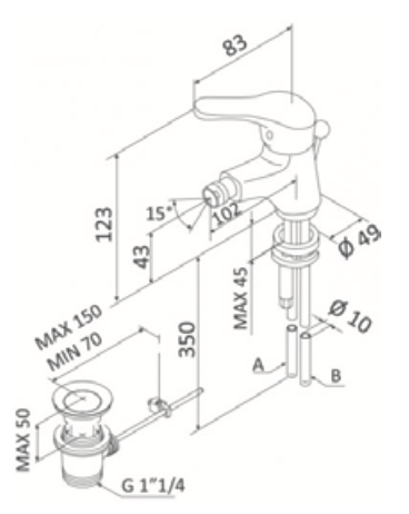 Rubinetto per Bidet con scarico automatico 1.1/4 MARIANI.mod ASTRO 2