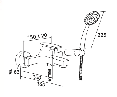 Miscelatore Vasca con microfono doccia MARIANI.mod ARTIC