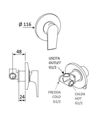 Rubinetto Incasso doccia MARIANI.mod ARTIC