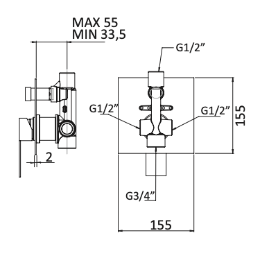 Rubinetto incasso doccia con deviatore MARIANI.mod POLAR