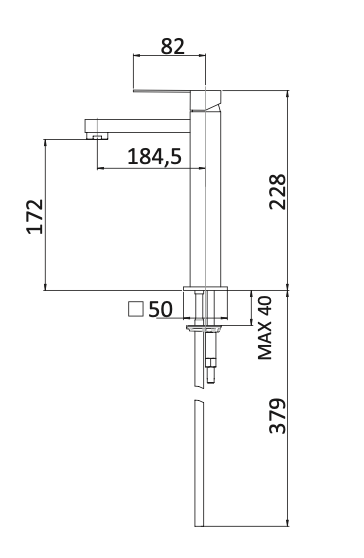 Rubinetto lavabo alto senza scarico MARIANI.mod POLAR