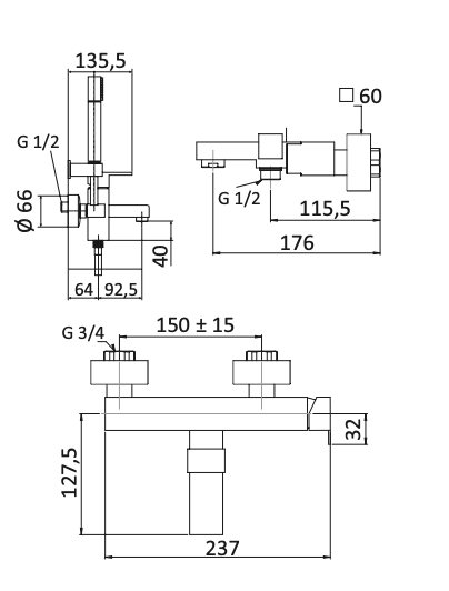 Miscelatore vasca con microfono doccia MARIANI.mod POLAR