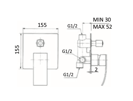 Rubinetto Incasso doccia con deviatore MARIANI.mod MARTE