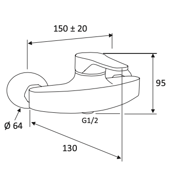 Rubinetto doccia senza accessori MARIANI.mod SURF