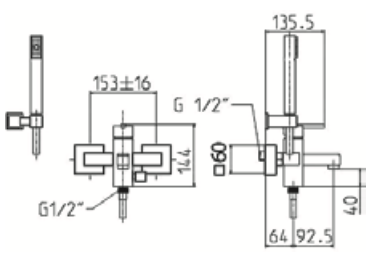 Miscelatore Vasca con microfono doccia MARIANI.mod QUADRA