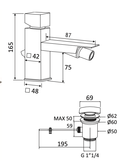 Rubinetto per Bidet con scarico automatico 1.1/4 MARIANI.mod RIVER