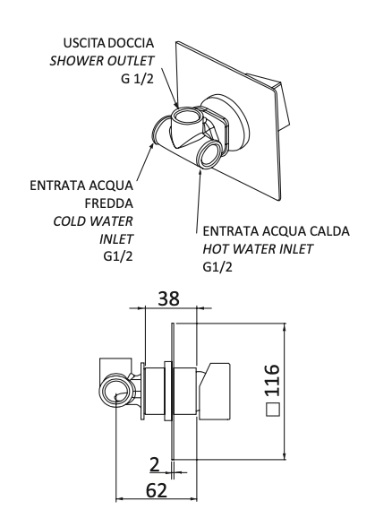 Rubinetto Incasso doccia MARIANI.mod RIVER