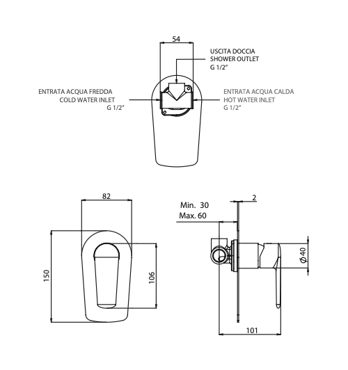 Rubinetto Incasso doccia MARIANI.mod ARMONIA