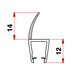 Guarnizione per Porta Doccia - P405/14 - Profilo H3 Vetro 6/8 Baffo 14