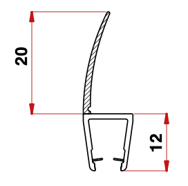 Profilo doccia - P405/20 - Profilo H3 Vetro 6/8 Baffo 20
