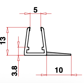 Profilo doccia - P403/10 - Profilo F3 Vetro 6/8 Baffo 10