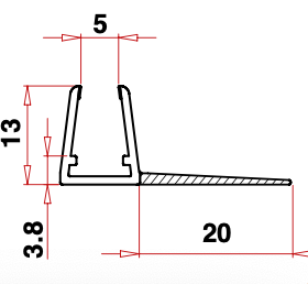 Profilo doccia - P403/20 - Profilo F3 Vetro 6/8 Baffo 20