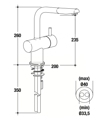 Rubinetto cucina a bocca alta squadro MIXTECH - MOD. inox