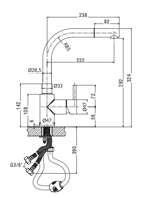 Rubinetto per cucina con doccetta estraibile PAFFONI - MOD. steel2