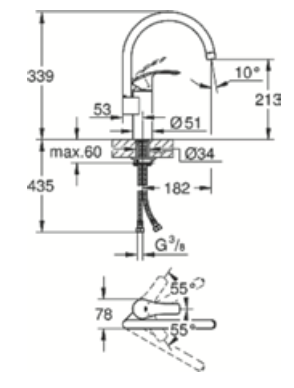 Rubinetto per cucina bocca alta GROHE - MOD.