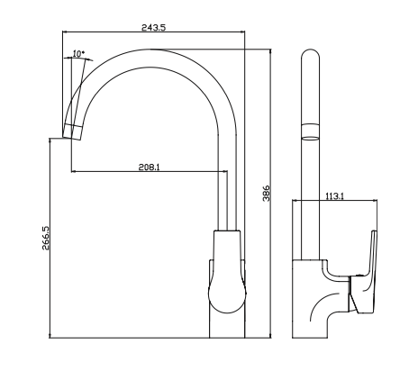 Rubinetto lavello cucina bocca alta MIXTECH - MOD. sky