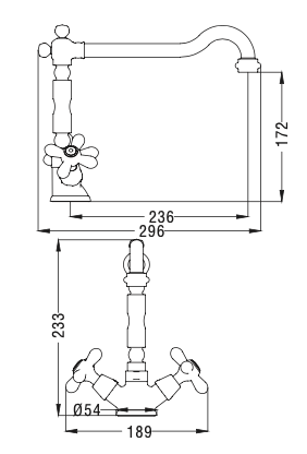 Monoforo lavello con bocca stile antico MIXTECH - MOD. scirocco