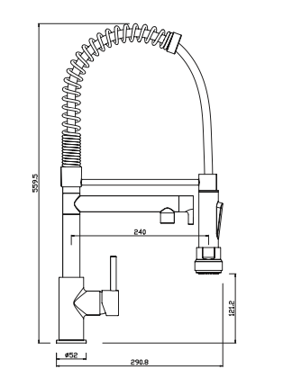 Rubinetto da cucina per prelavaggio stoviglie da banco professional MIXTECH - MOD.