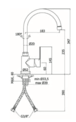 Rubinetto per cucina bocca alta PAFFONI - MOD. blu