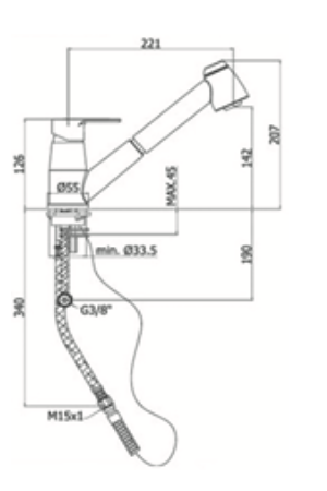 Rubinetto per cucina con doccetta estraibile PAFFONI - MOD. blu