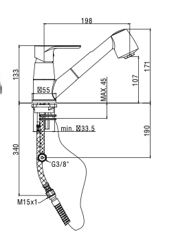 Rubinetto cucina con doccetta estraibile PAFFONI - MOD. green