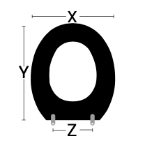 Sedile WC Universale. X: 375mm / Y: 445mm / Z: 130-185mm