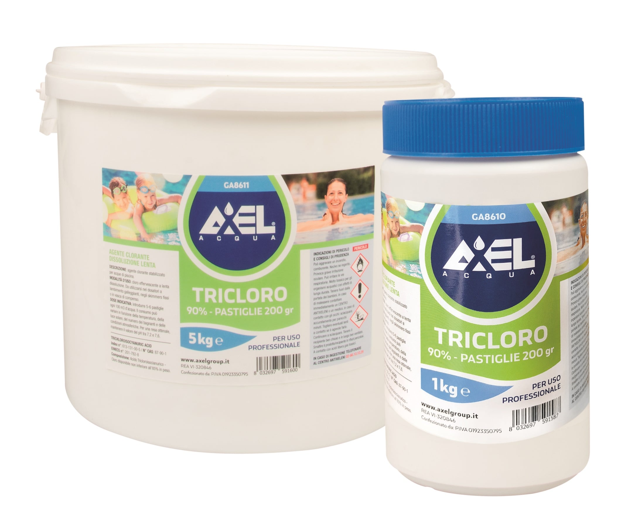 TRICLORO PASTIGLIE 200 G. FORMATO DA 90% 1-5-25 KG