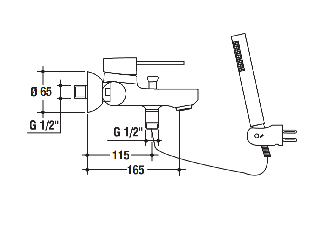Rubinetto per vasca con doccino
