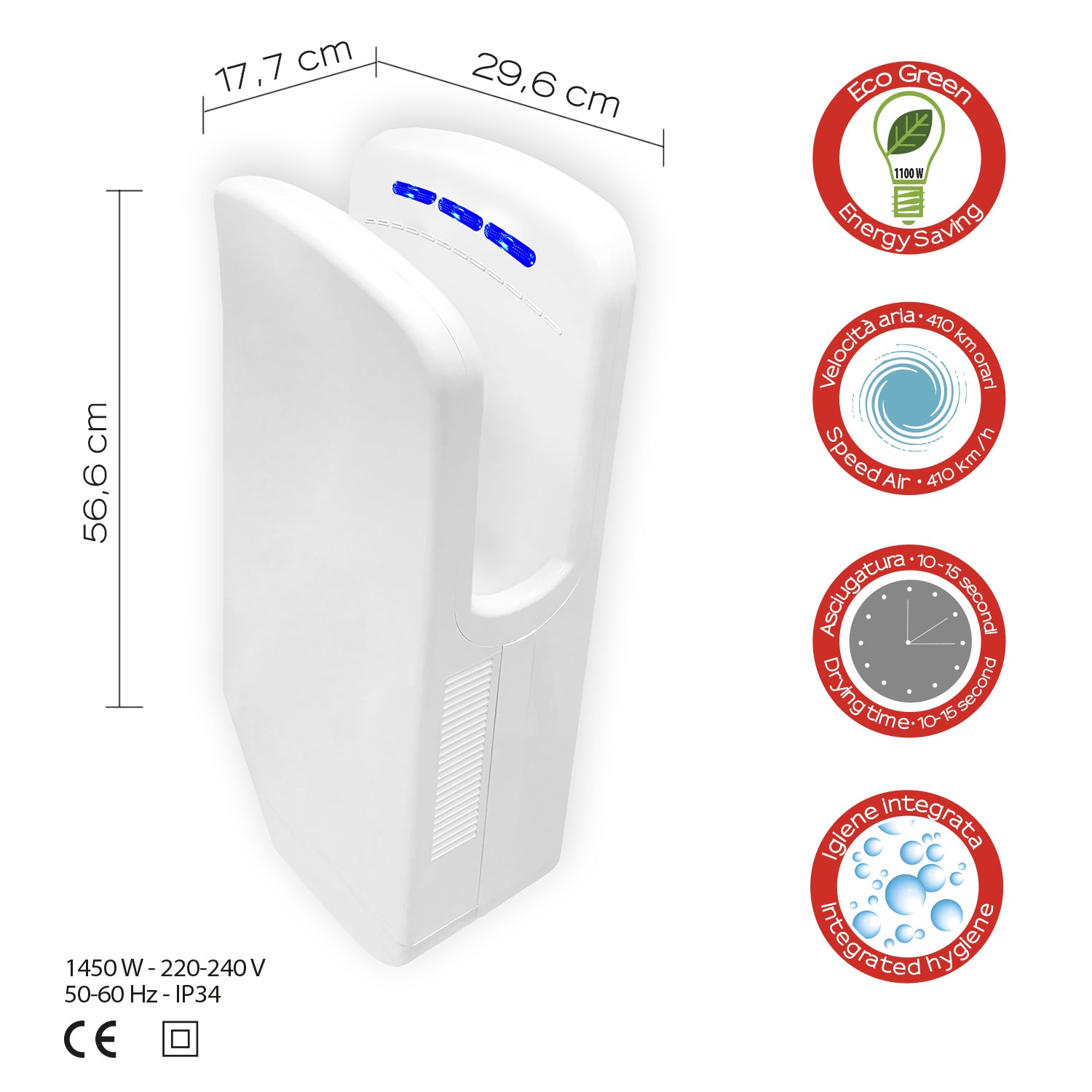 Asciugamani elettrico bianco "Diablo"