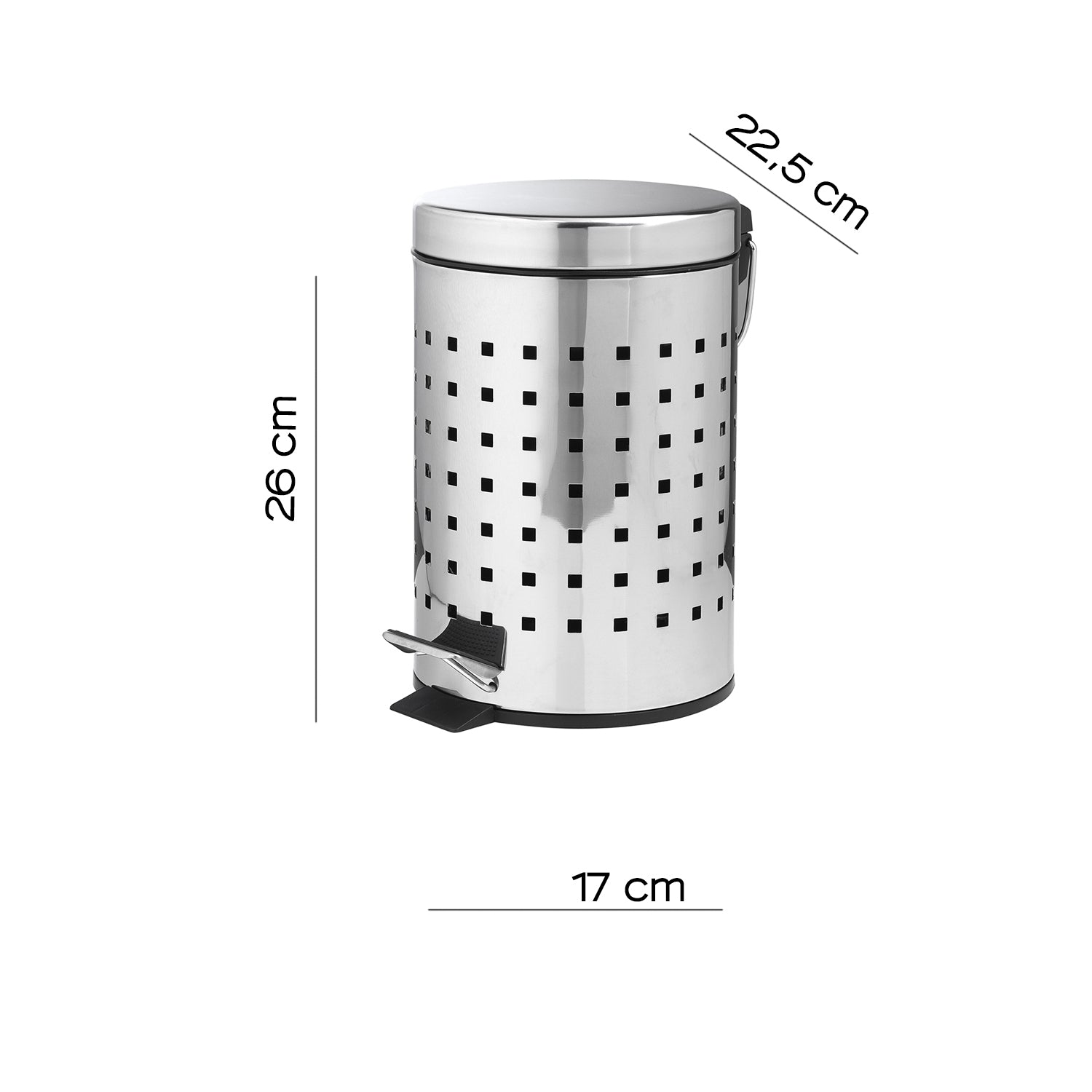 Portarifiuti 3 lt cromato "Grid"