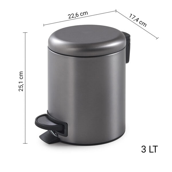 Portarifiuti 3 lt gun metal "Potty"