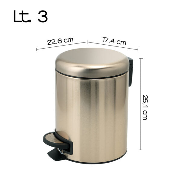 Portarifiuti 3 lt oro  matt "Potty"