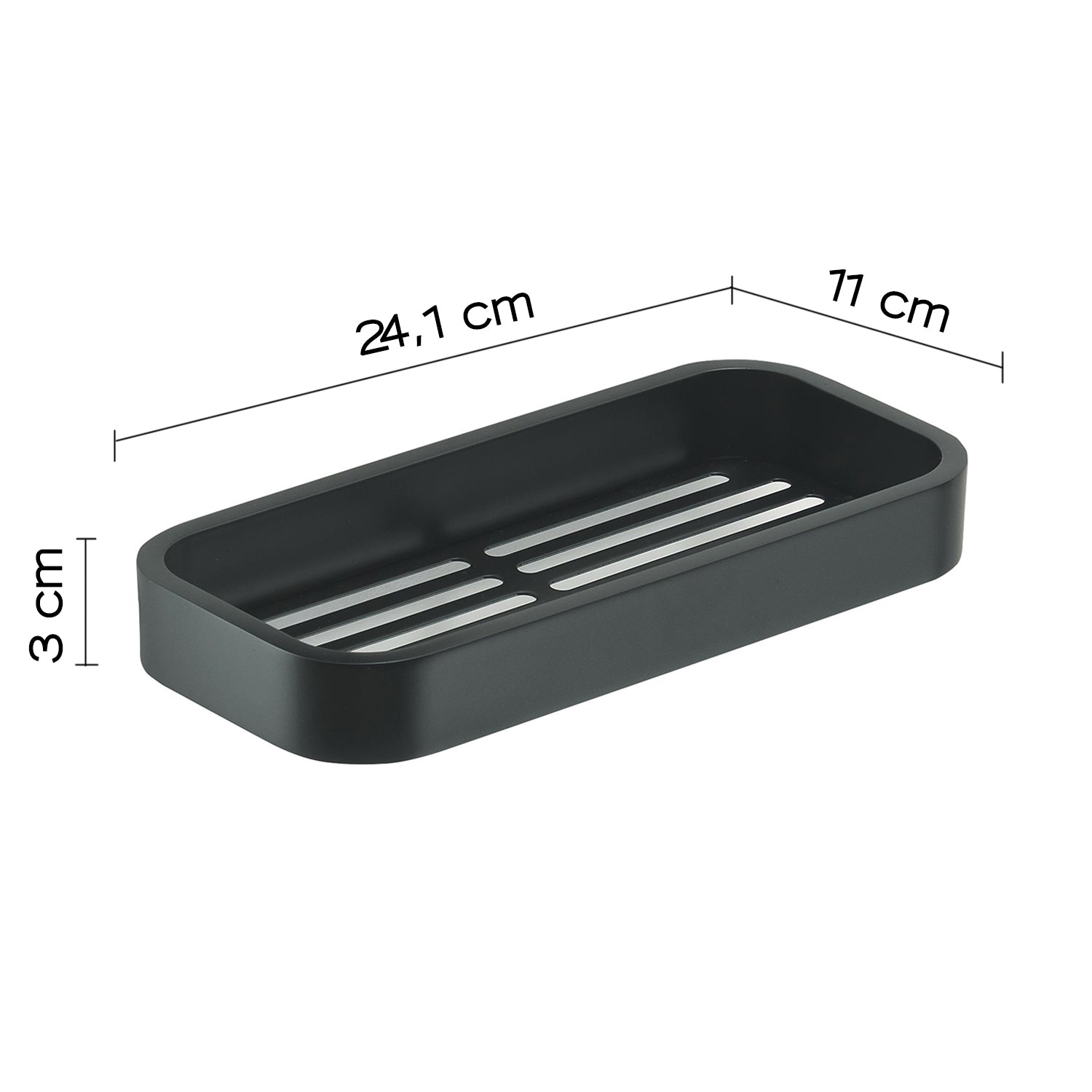 Portaoggetti doccia rettangolare nero matt "Outline"