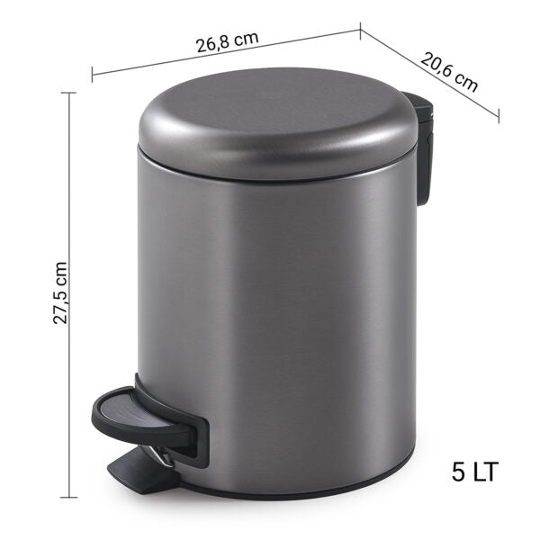 Portarifiuti 5 lt gun metal "Potty"