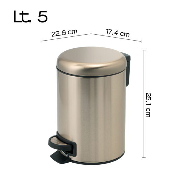 Portarifiuti 5 lt oro  matt "Potty"