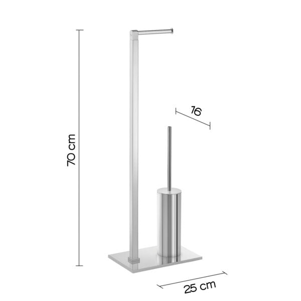 Piantana porta rotolo e porta scopino cromato "Maine"