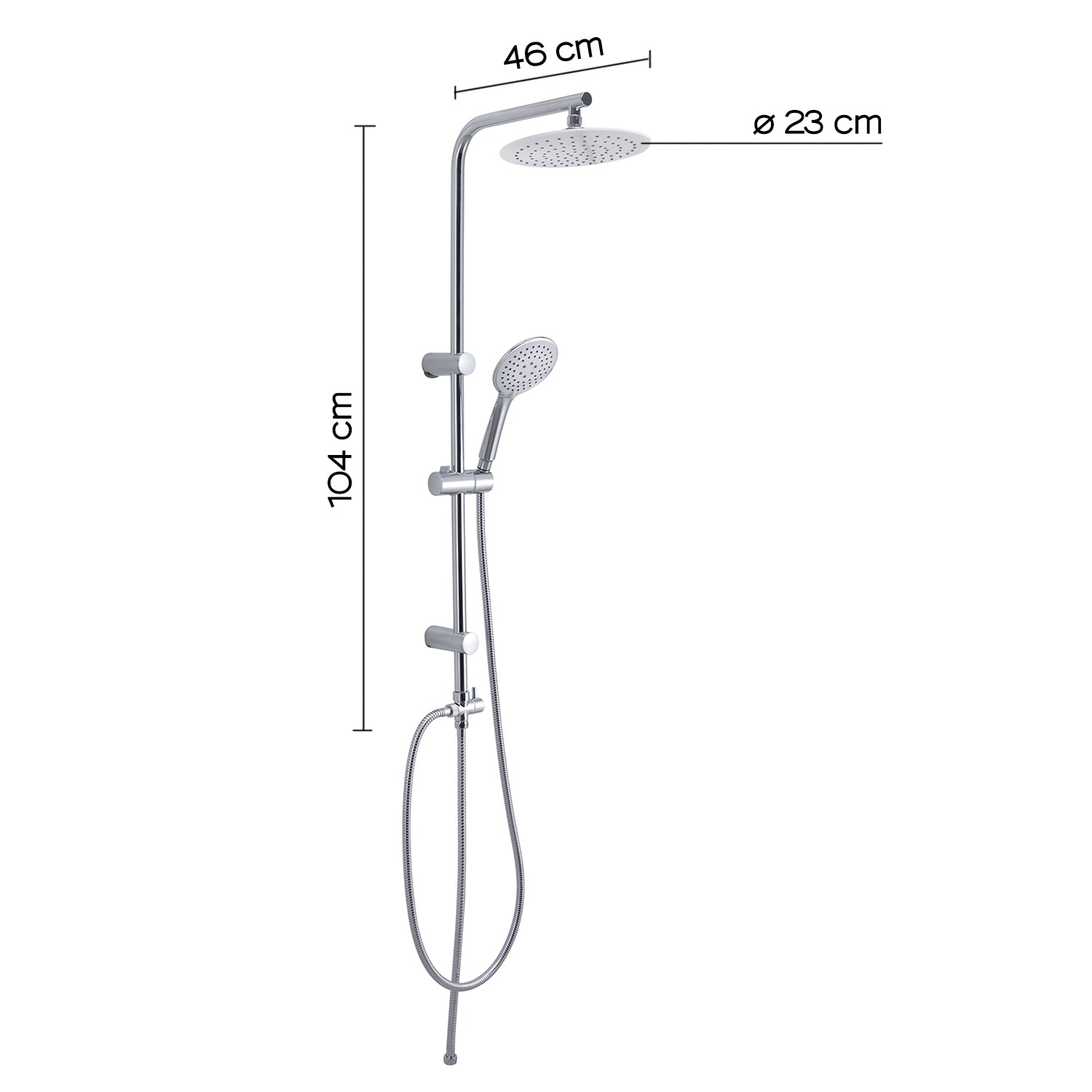 Colonna doccia 3 getti soffione  23 cm cromato/bianco "Easy 01"