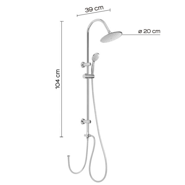 Colonna doccia 5 getti soffione  20 cm cromato "Easy 02"