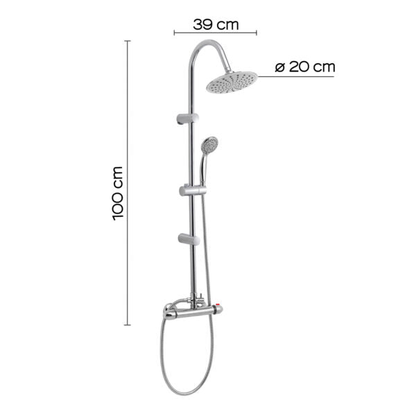 Colonna doccia termostatica 4 getti soffione  20 cm cromato "Easy mix 01"