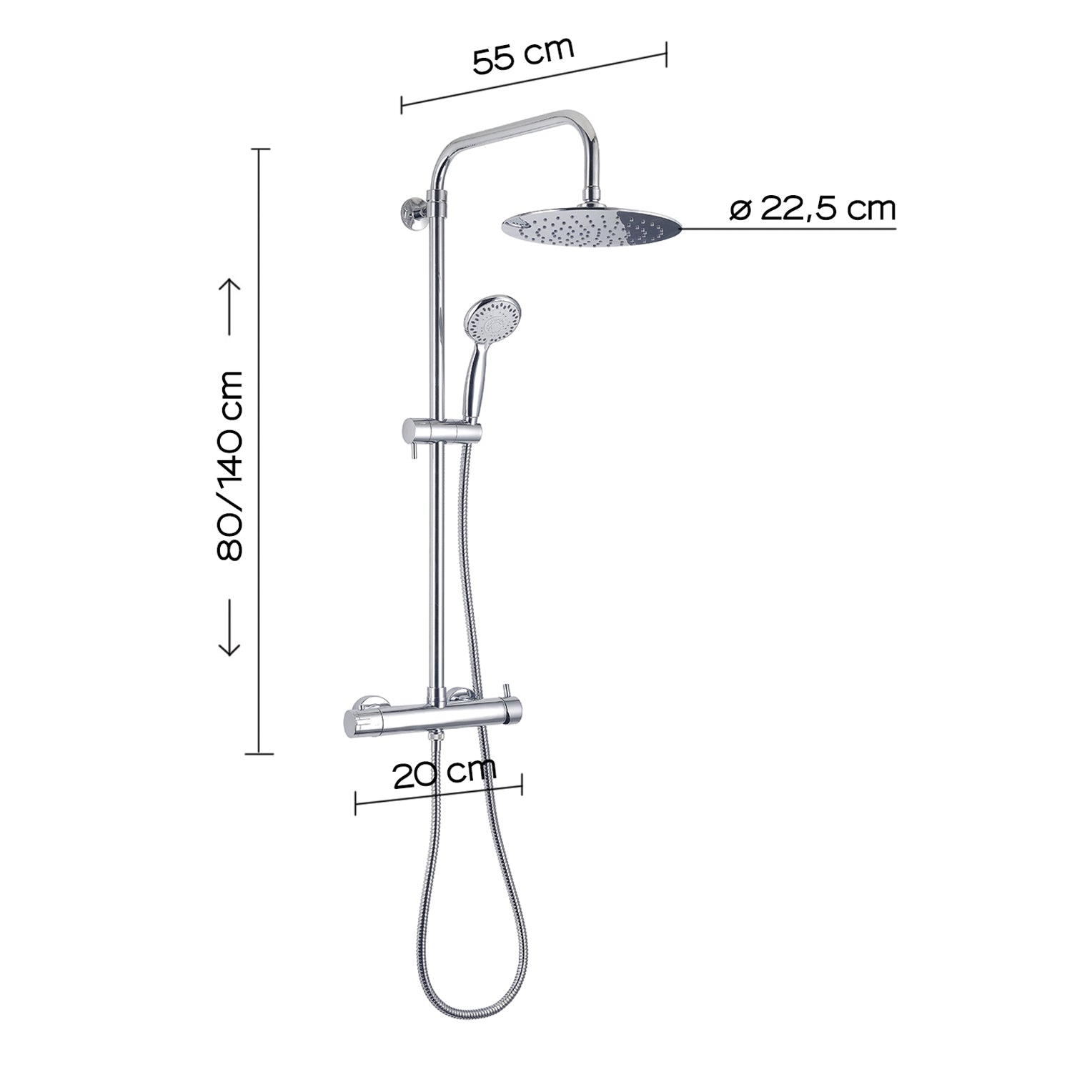 Colonna doccia con miscelatore 4 getti soffione  23 cm cromato "Star plus 00"