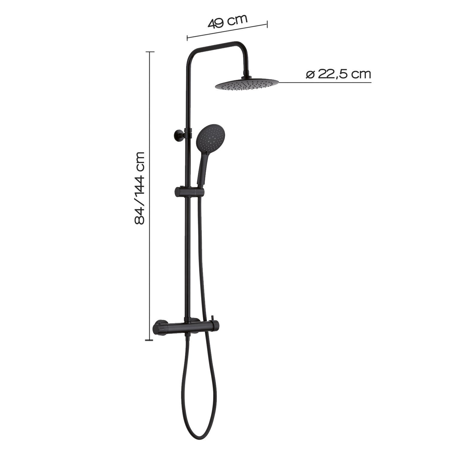 Colonna doccia con miscelatore nero matt "Star plus 01"