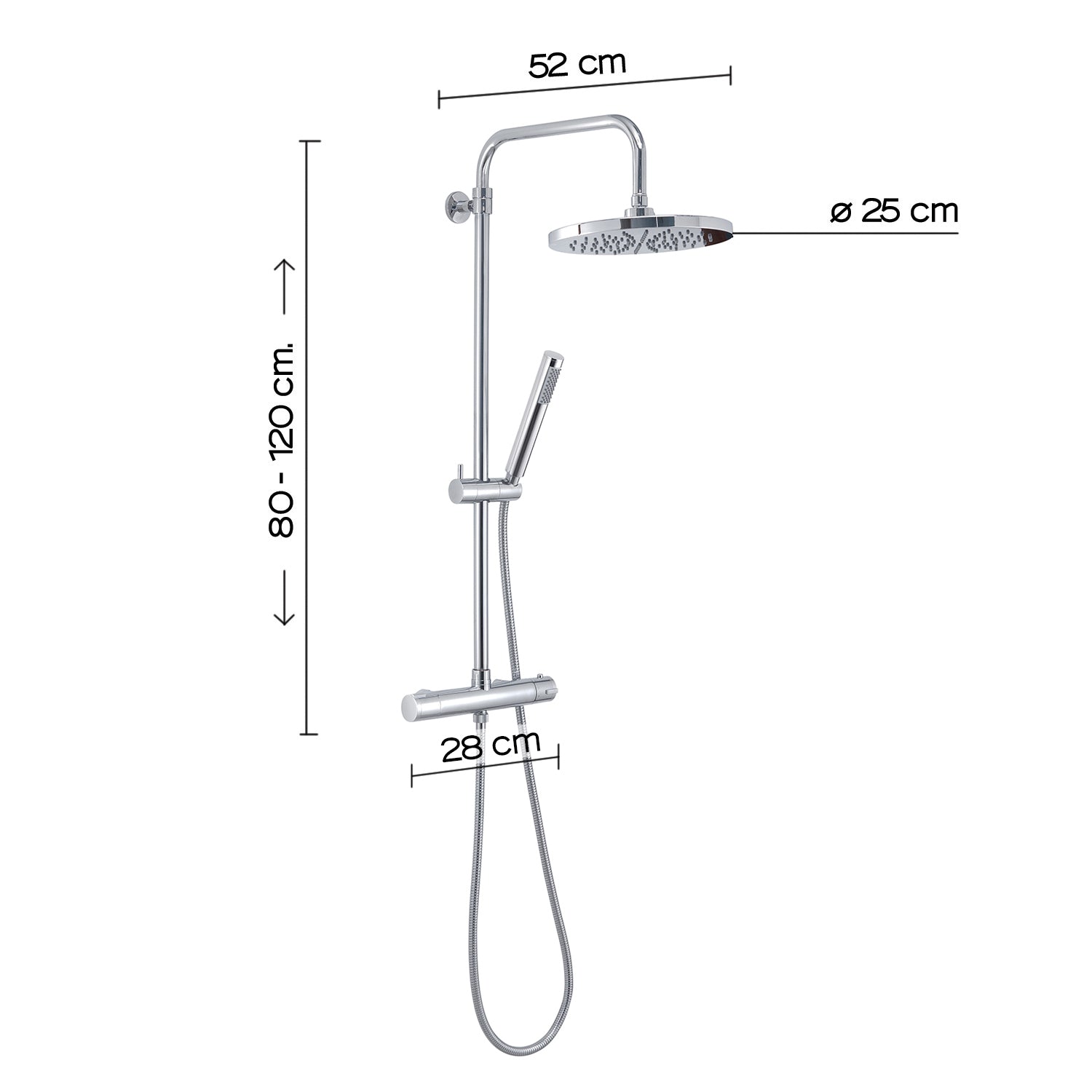 Colonna doccia termostatica 1 getto soffione  25 cm cromato "Star mix 00"